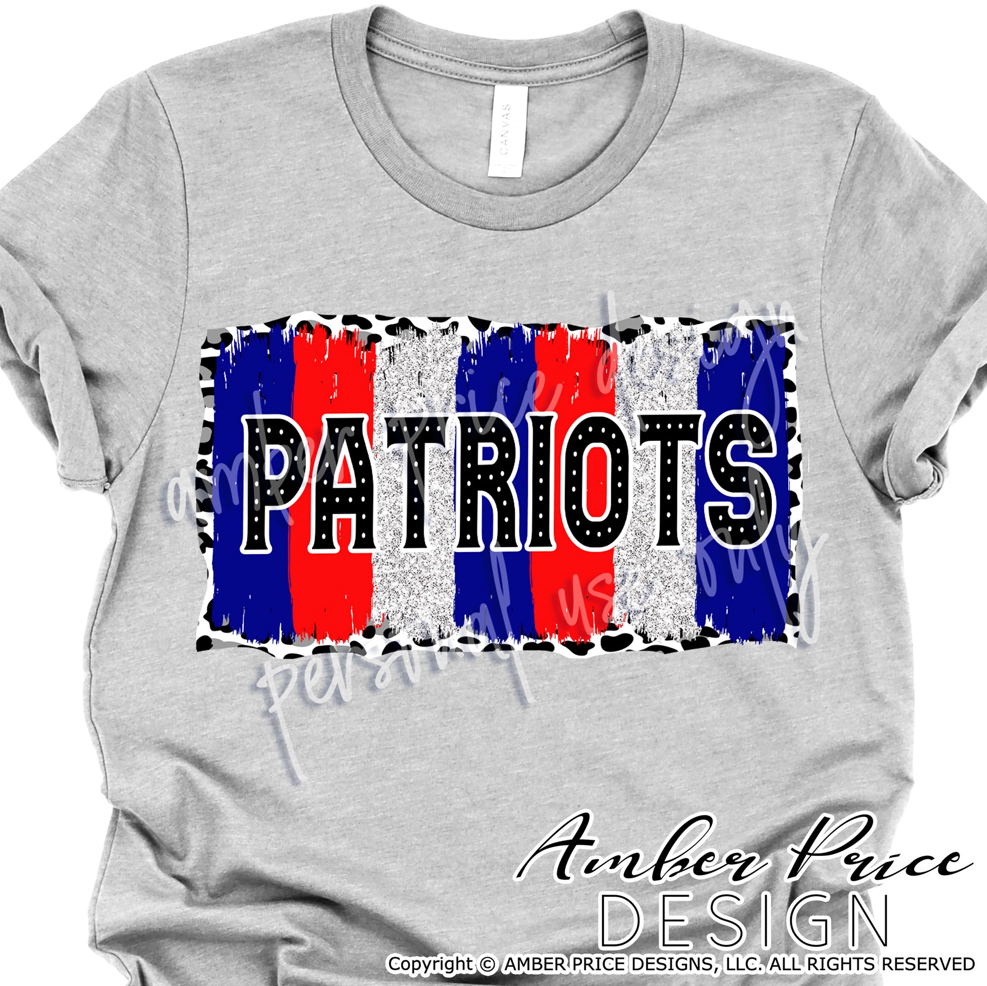 Patriots Glitter sublimation PNG leopard print game day design