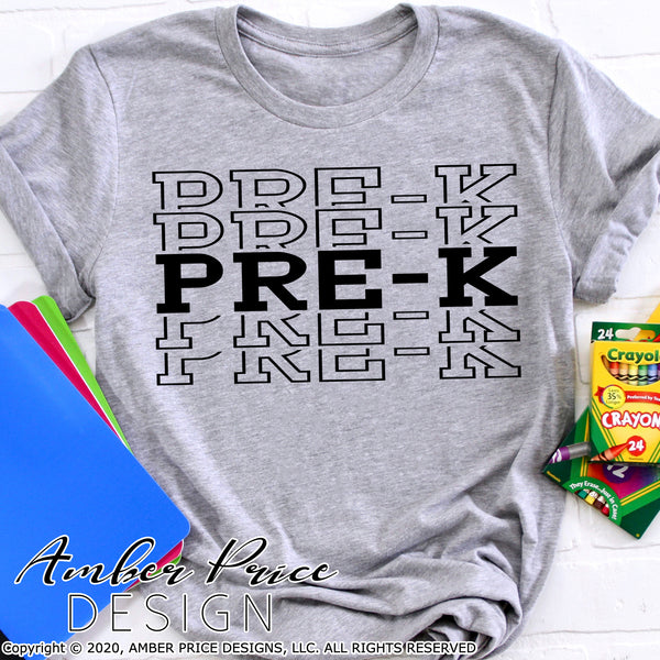 Download Pre K Stacked Font Shirt Svg Png Dxf Preschool Amber Price Design Amberpricedesign