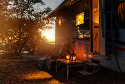 RV camper van camping warm night
