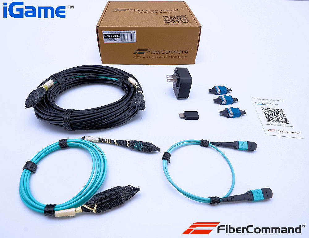 Long oculus link cable fiber optic compatible to any USB-C VR Virtual Reality Headset 55 feet 15 meters Long complete kit