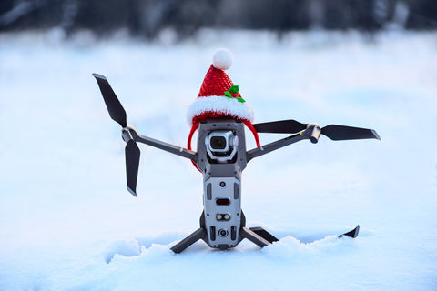 drone with santa hat on funny humor