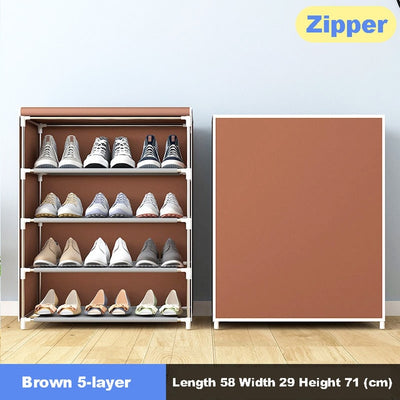 Simple Multilayer Shoe Rack Nonwoven Storage Closet Home Dorm Entryway Space-saving Shoe Stand Holder Shoe Cabinet with Zipper