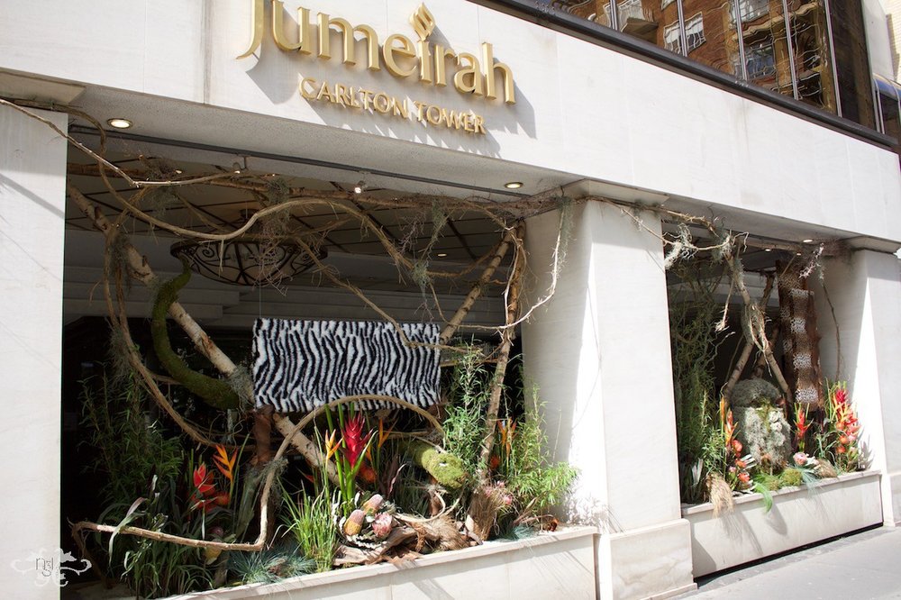 Jungle themed display for the Jumeirah Carlton Hotel won a Gold award in "Chelsea in Bloom"