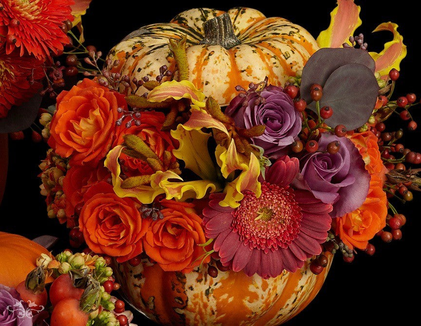 Pumpkin Couture arrangements are available in small, medium and large.