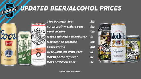 Alcoholic Beverage Prices at Weidner Field