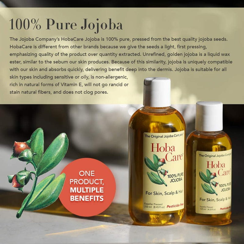 The Original Jojoba Company - HobaCare Baby 8.44 oz. (250 mL) Pure Jojoba for Face and Body Essential Jojoba for Babies and Children - Always Pesticide Free - 100% Pure Jojoba