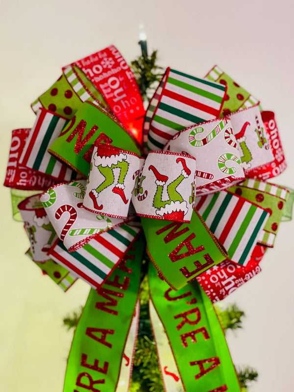 The Grinch Merry Christmas 1 Wide Repeat Ribbon Sold in Yard Lots (10  yards)