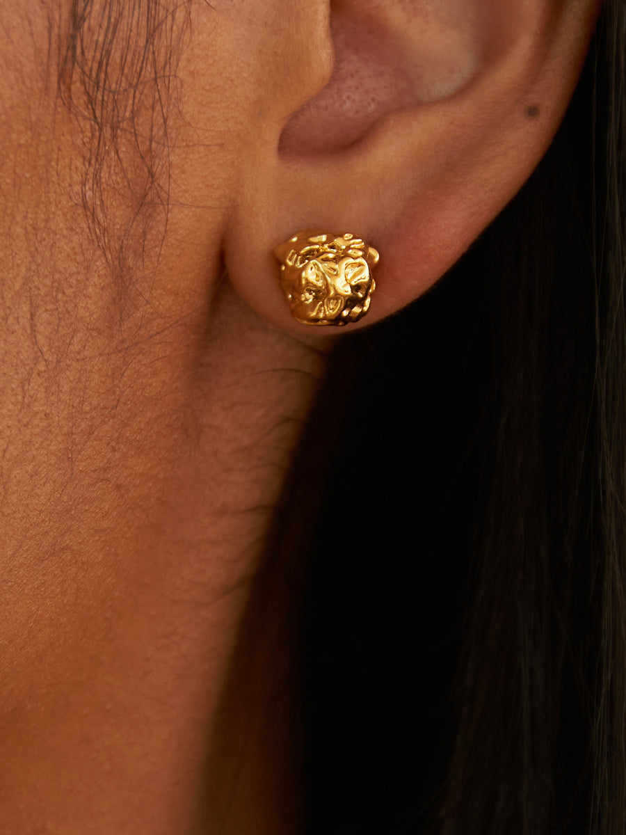 Gold jesus head earrings