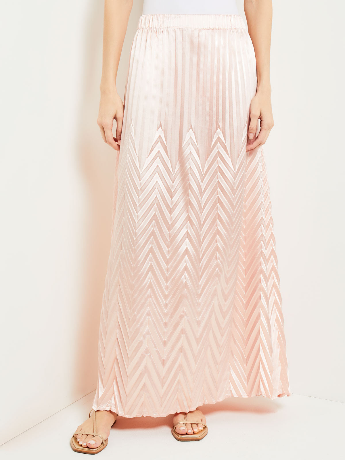 Maxi A-Line Skirt - Chevron Textured Crepe de Chine - meison product image