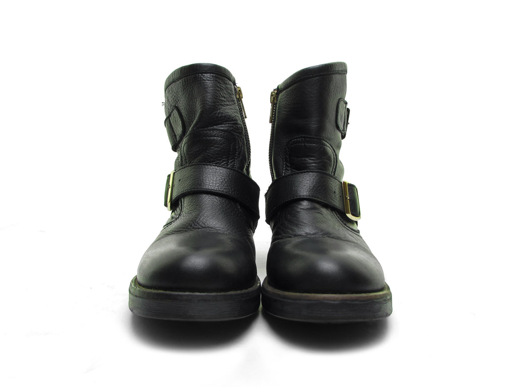 STEVE boots black leather boots biker boots CUSTOM h – vintage90s.com