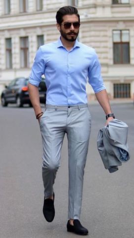 light-blue-shirt-charcoal-grey-pants