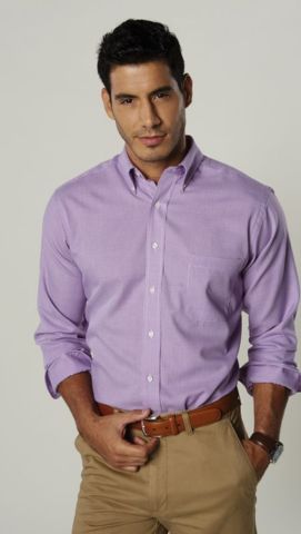 purple-shirt-beige-pants