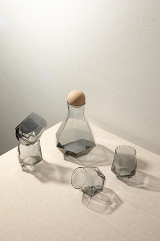 Glass Water Carafe Set with Wooden Ball Stopper