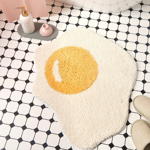 Peppery Home Sea Shell Shaped Bath Mat - beige and white clam bathroom rugs