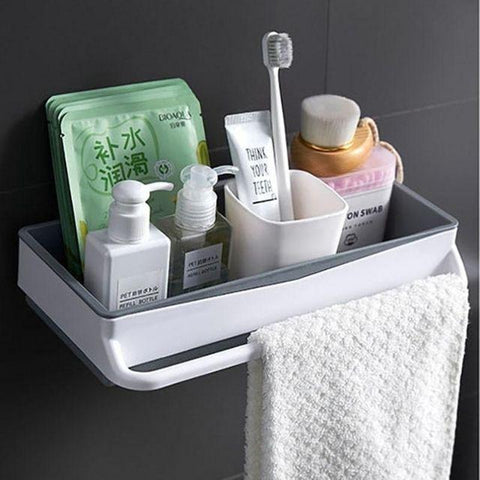 Johnhold Étagère Douche Porte Savon Douche Salle De Bain Rangement Douche  sans Percage avec Porte Savon Douche, Crochets et Porte Serviette Murale  Antirouille Auto-adhésif Support Noir Lot de 1