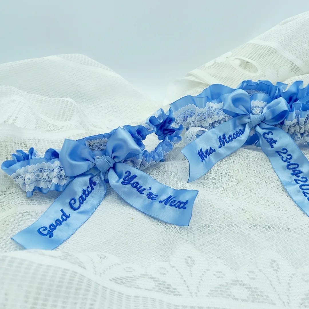 blue satin garter