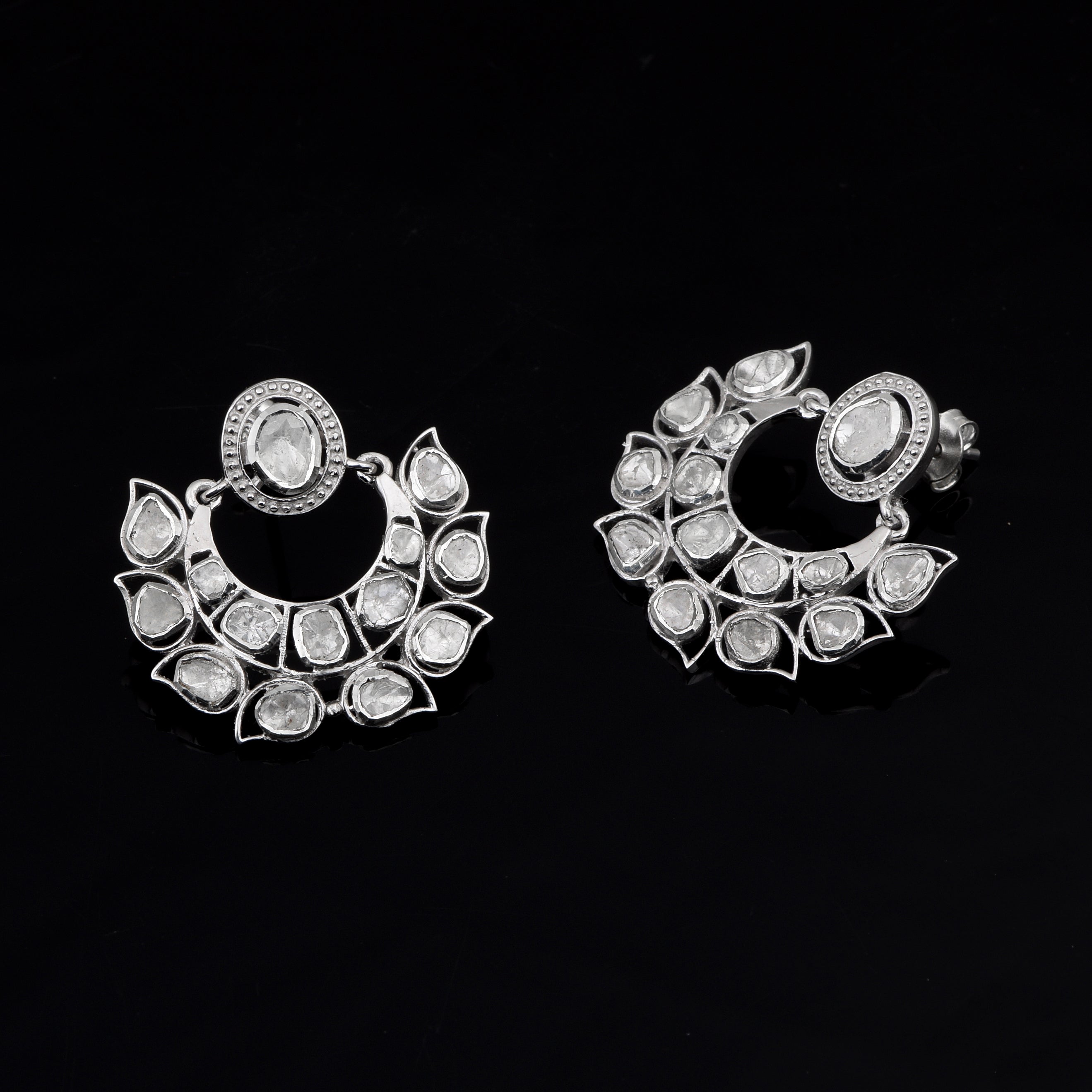 Chandbali Style Gold Plated Diamond Studded Earrings