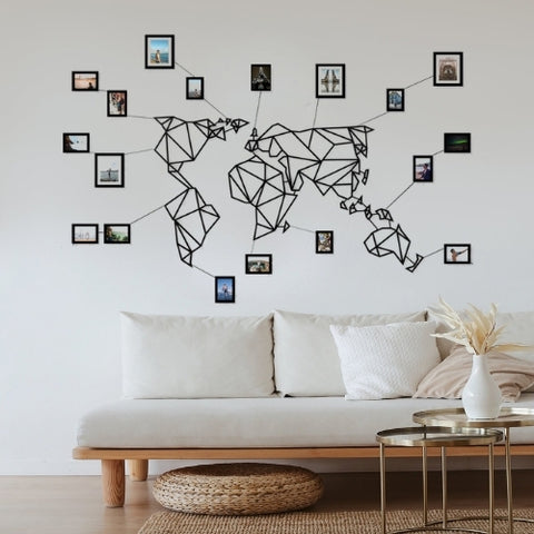 Decoración de pared de metal con mapa del mundo