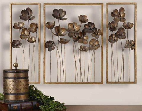 Wall with Metal Flowers