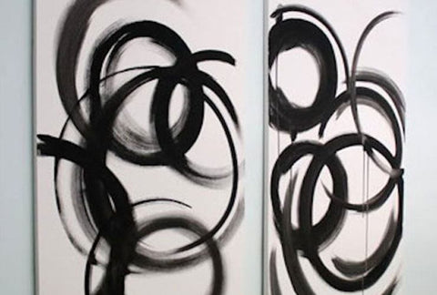 Tableau sur toile spirale noir et blanc