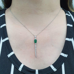 NEW | Emerald Round Drop Diamond Necklace