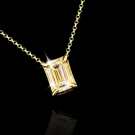 #LVNAGifts GLD | 0.25ct G VVS2 Emerald Diamond Solitaire Necklace 18kt Yellow Gold