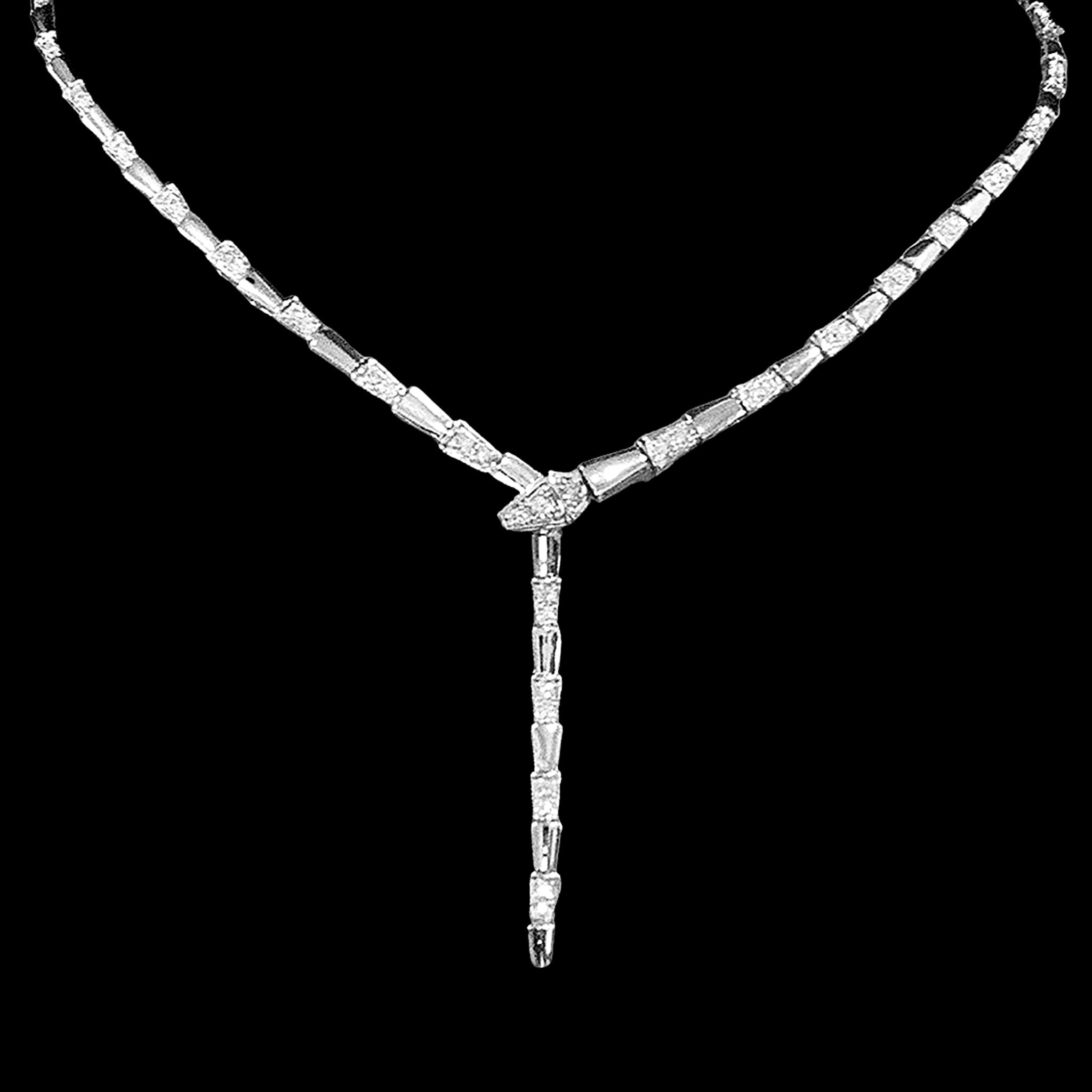 Snake Diamond Studded Drop Necklace 14kt – LVNA By Drake Dustin