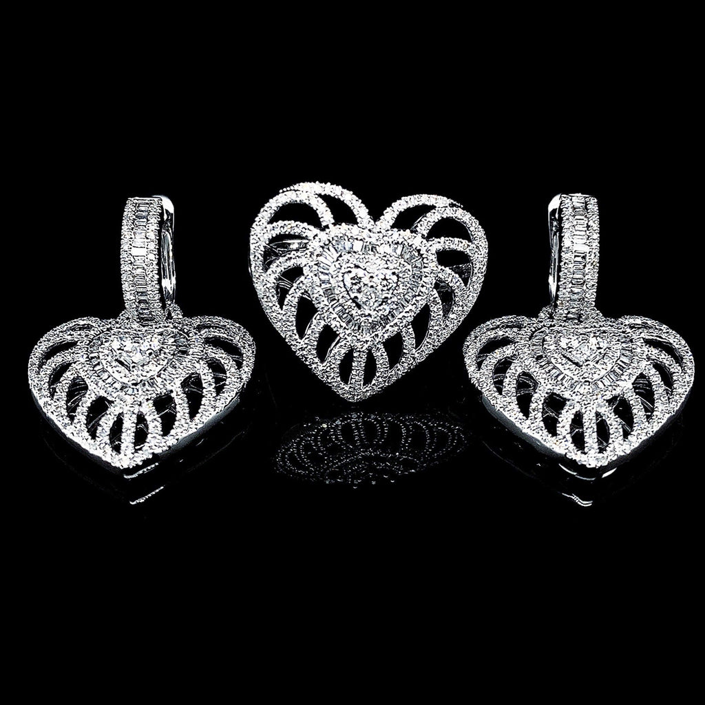 Heart Deco Diamond Dangling Jewelry 14kt