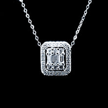 Load image into Gallery viewer, Five Carat Face Emerald Halo Diamond Necklace 14kt