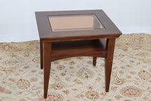 Load image into Gallery viewer, Dark Oak Side Table with Smoked Glass Top
