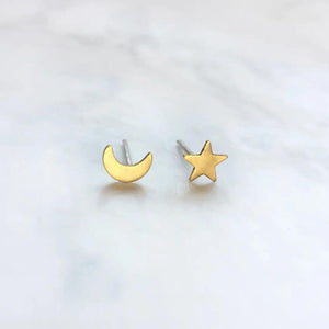 Moon & Star Mismatched Studs - Elevation Goods