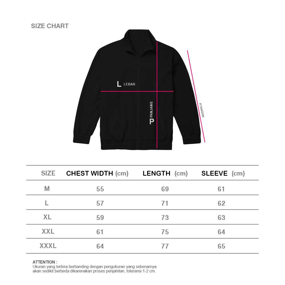 size chart Autodrive Cyberpunk Jacket