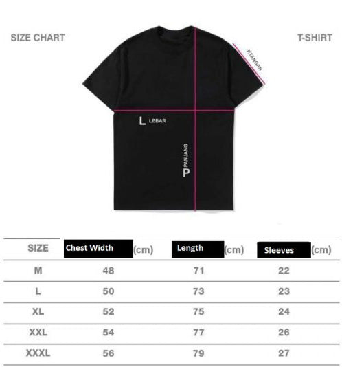 Size chart Graphic Tees