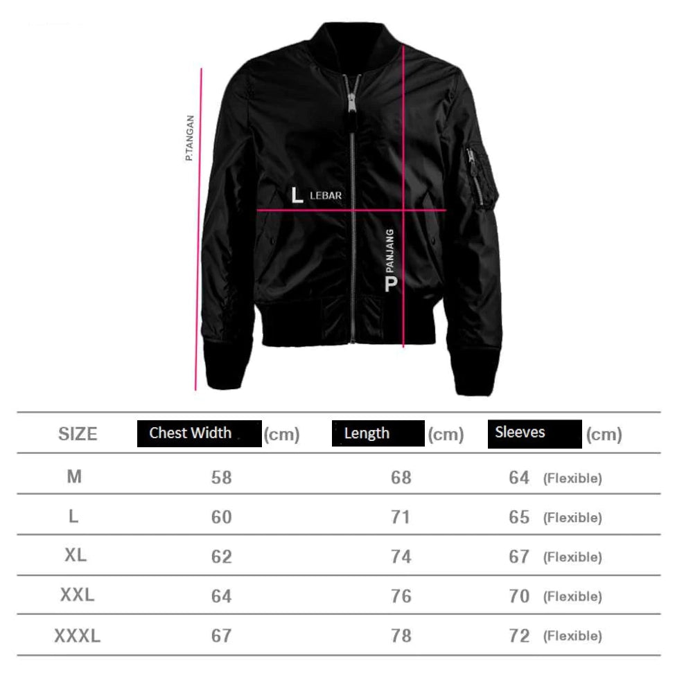 Size chart Crossbone Techwear Jacket