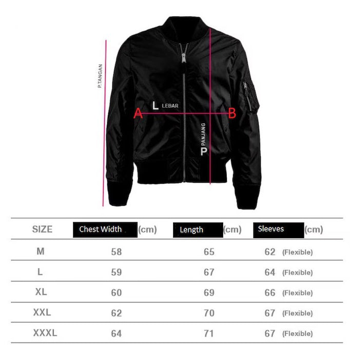 size chart Techwear Jacket Womens