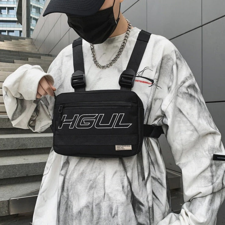 Black Techwear Chest Bag | CYBER TECHWEAR®