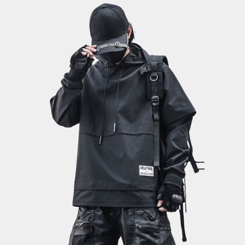 Black Techwear Hoodie | CYBER TECHWEAR®