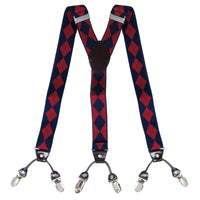 Chokore Chokore Stretchy Y-shaped Suspenders with 6-clips (Navy Blue & Red)