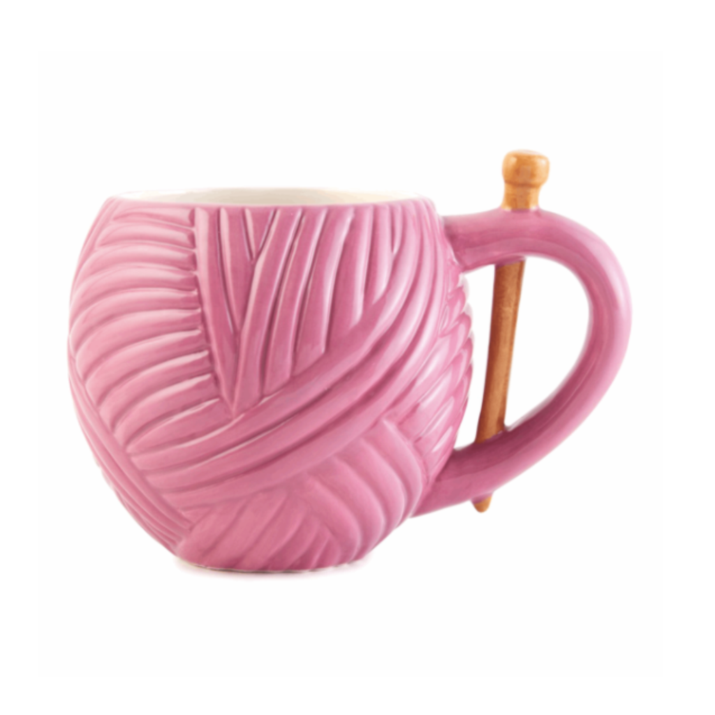  Boxer Gifts 'Knitting Keeps Me From Unraveling' Novelty  Knitting Gift Mug, Light Pink Colour With Realistic Yarn Detailing