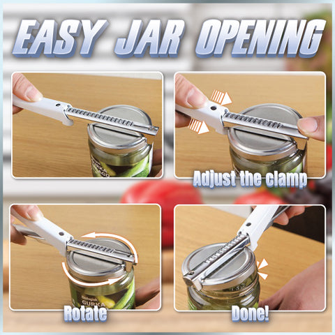 Jar opener for weak hands, effortless arthritis jar opener for seniors,  stainless steel adjustable lid opener kitchen accessories opener, bottle