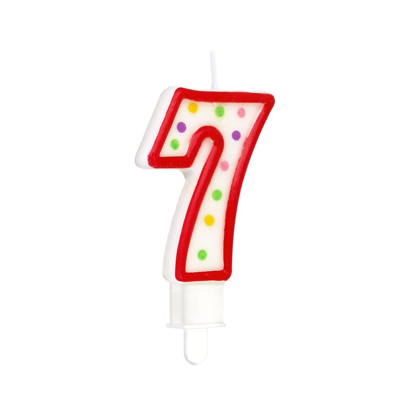 Metaltex Plastic Numeral Birthday Candle '' Digit 7'', Blistercard, 7 Cm