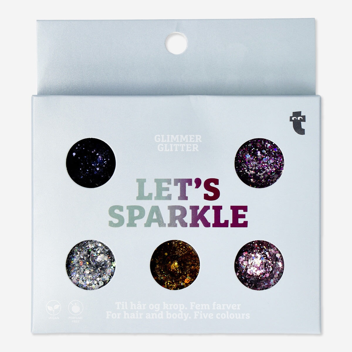 Image of Colourful glitter set of 5 for hair and body shimmer
