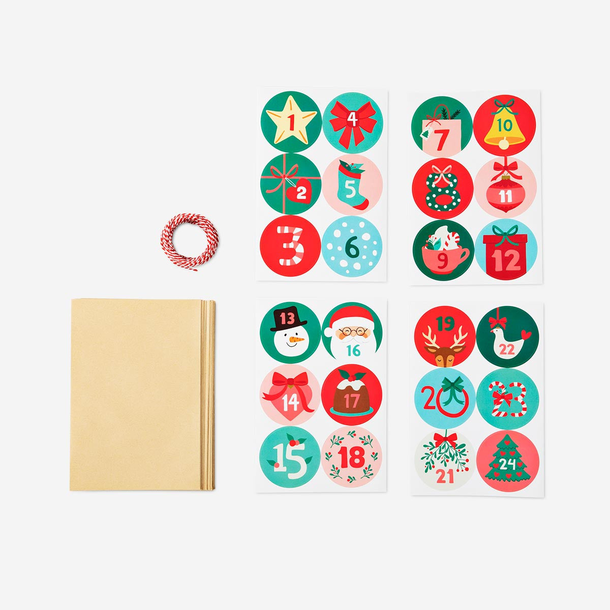 Advent gift bags. Incl. 24 stickers