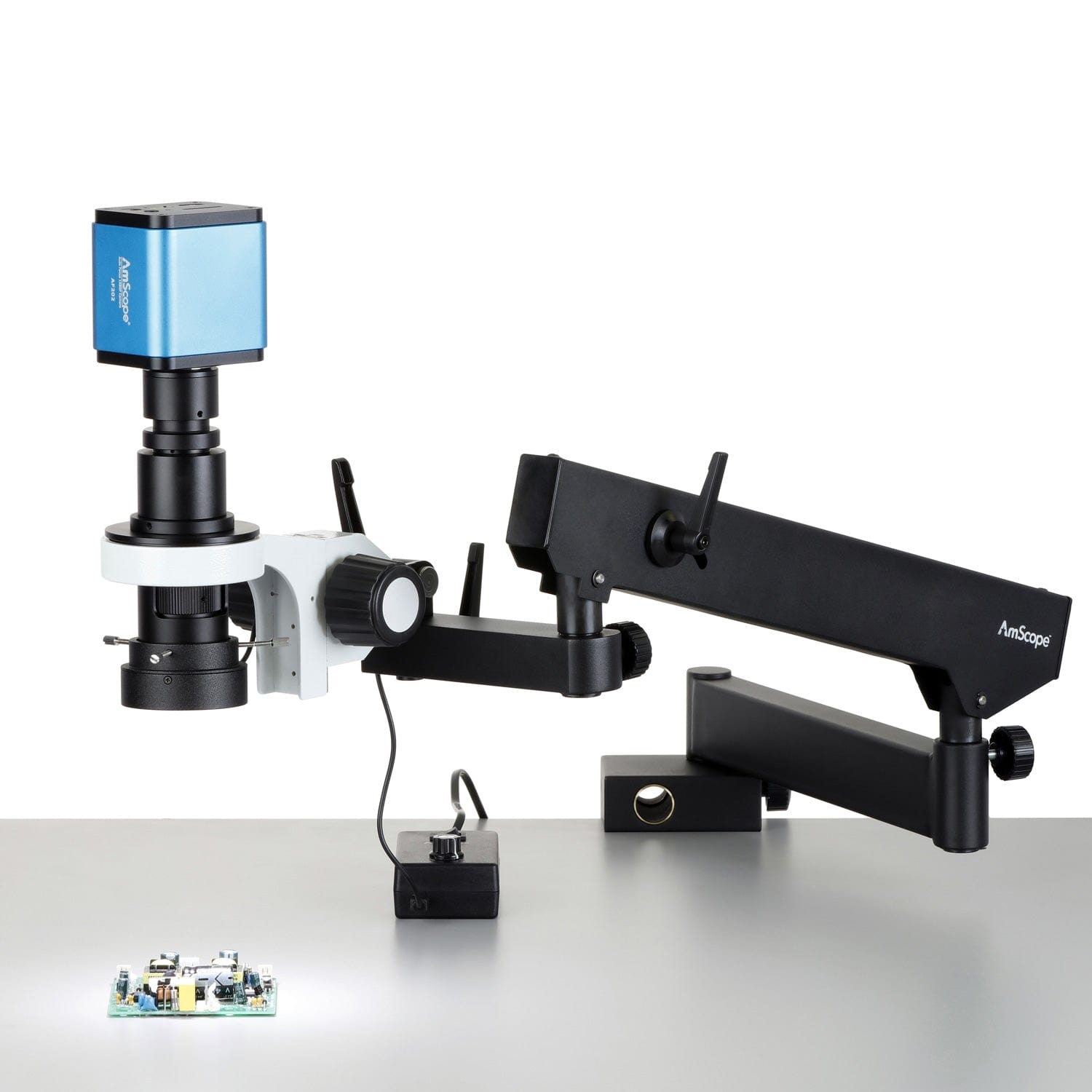 AmScope - 0.7X-5X Zoom Inspection Microscope on Double-Arm Boom