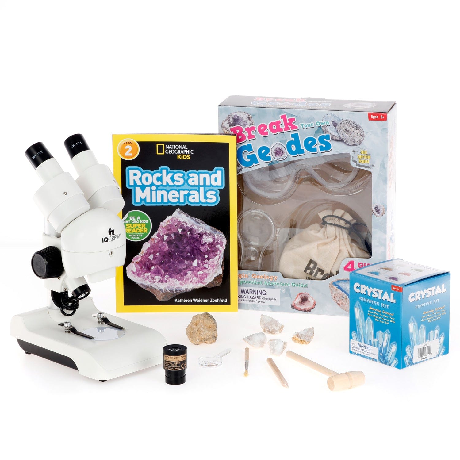 National Geographic Rocks and Minerals Education Set - 15-Piece Rock Collection Starter Kit with Tiger?s Eye, Rose Quartz, Re