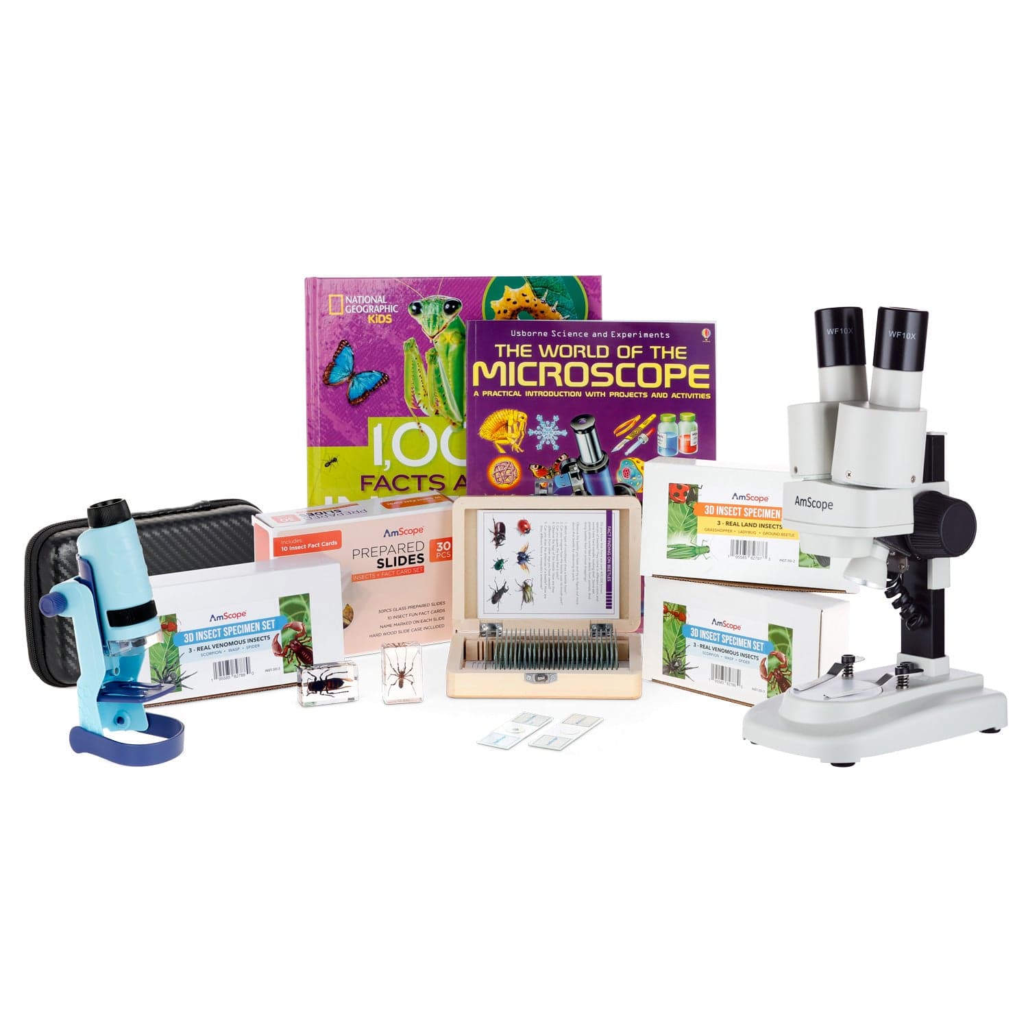 AmScope - Lot de 25 Lames Prepares en Verre pour Microscope, Avec Boite en  Bois, 25 pc Sample Slide Biology Set - PS25W : : Jeux et Jouets
