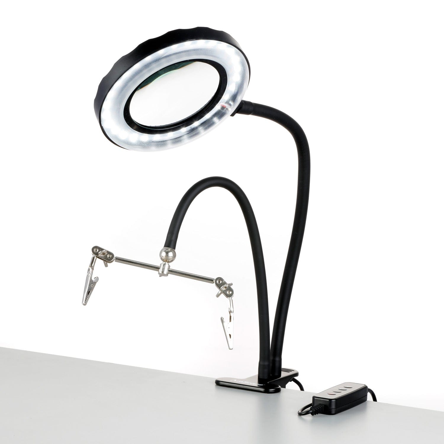 Abody Pro Flexible Hands Free Magnifying Glass Desk Lamp Bright LED Lighted  Magnifier with Clamp for Reading Cross Stitch 