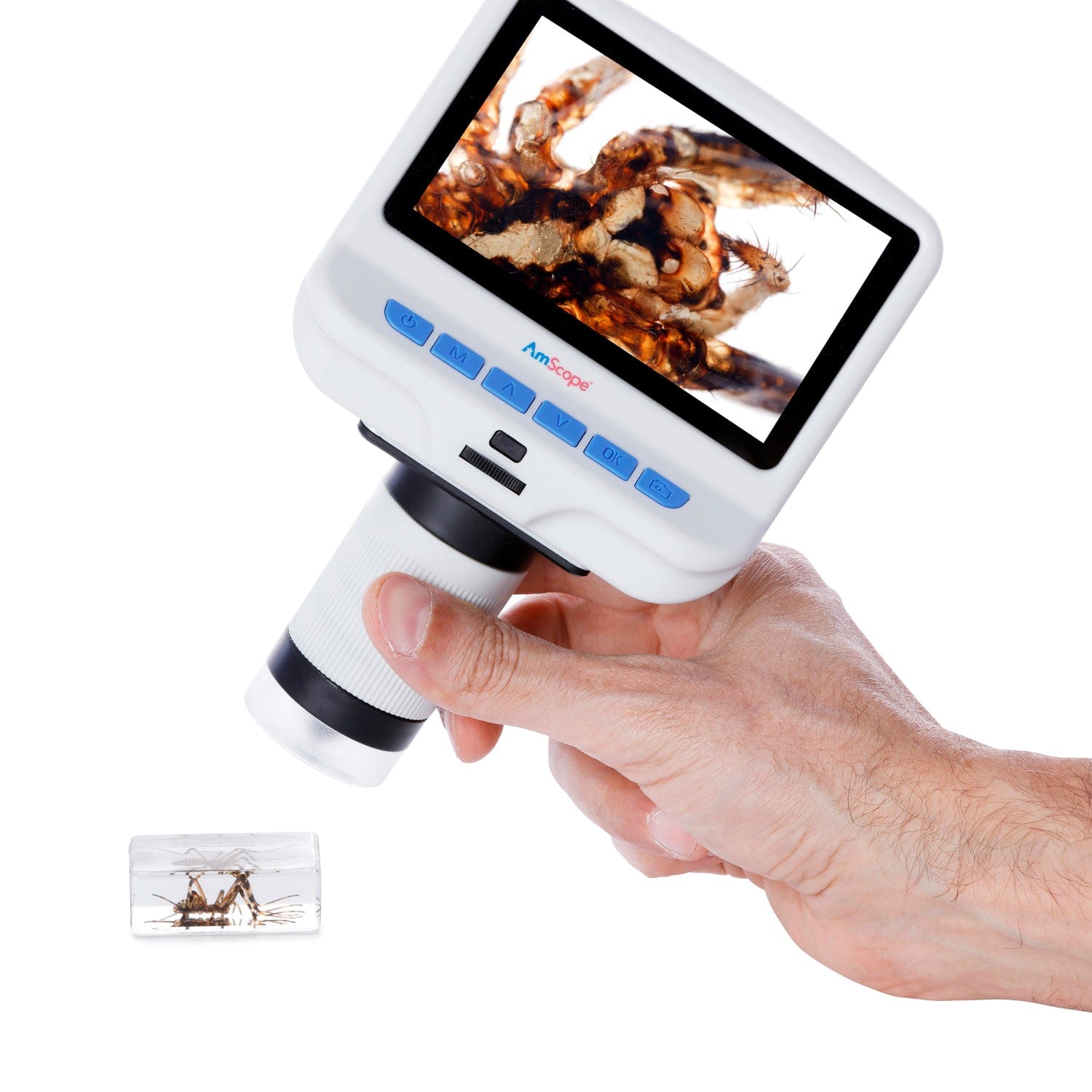 AmScope UWT Series 0.3MP Handheld Multi-USB Digital Microscope 50X-500X  Magnification on Simple Stand with LED Illumination for PC and Android