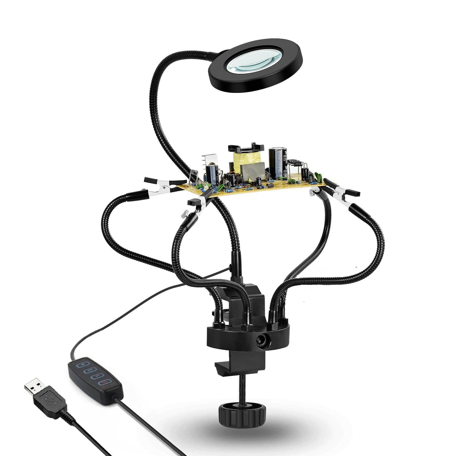 AmScope Desk-Top Multifunctional Circuit Board Holder & Welding Magnifier