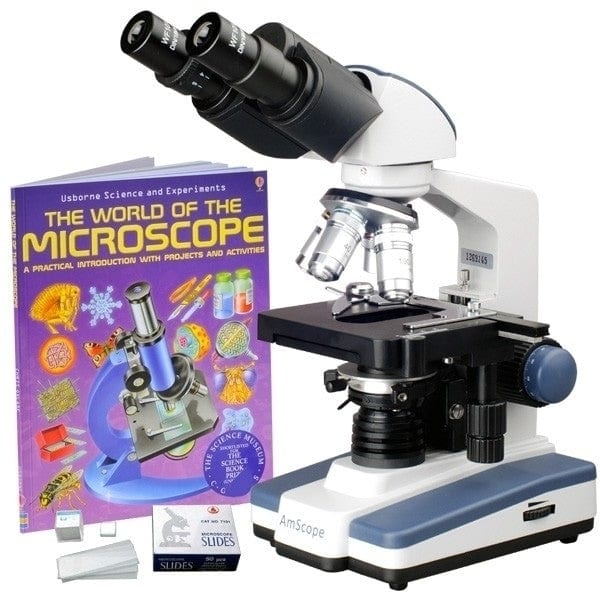 40X-2500X Binocular LED Compound Microscope w/ Siedentopf Head + 100  Prepared Slides + Book + 1MP Digital Camera